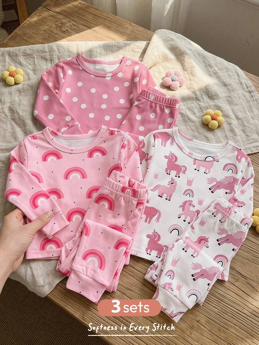 Kit de Pijama para Bebê com 6 Peças · Unicórnios e arco-íris #modelo_unicornios-e-arco-iris