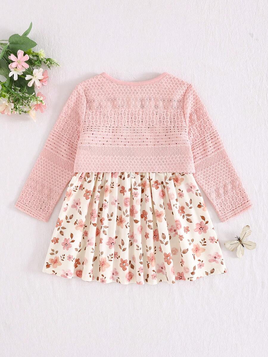Conjunto vestido estampado e casaquinho · Floral rosa #modelo_floral-rosa