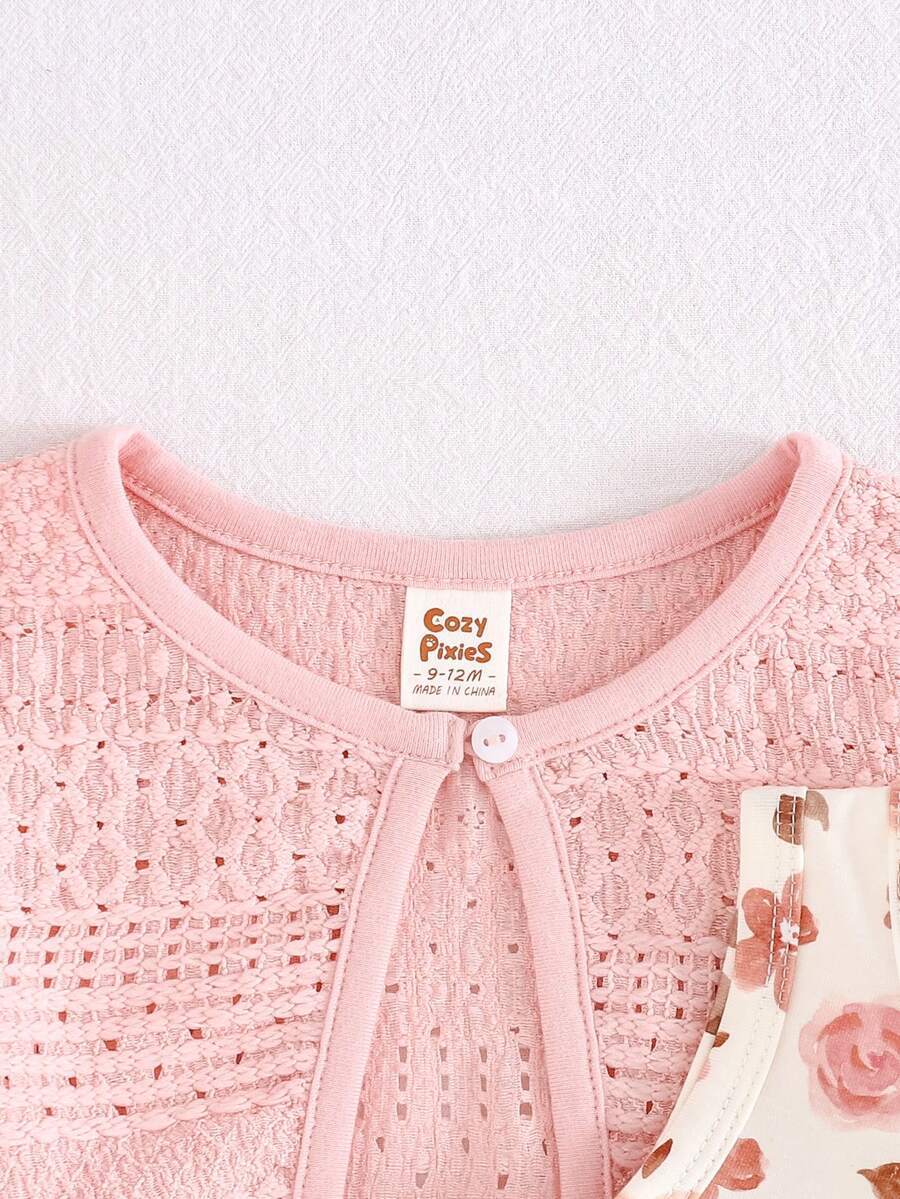 Conjunto vestido estampado e casaquinho · Floral rosa 