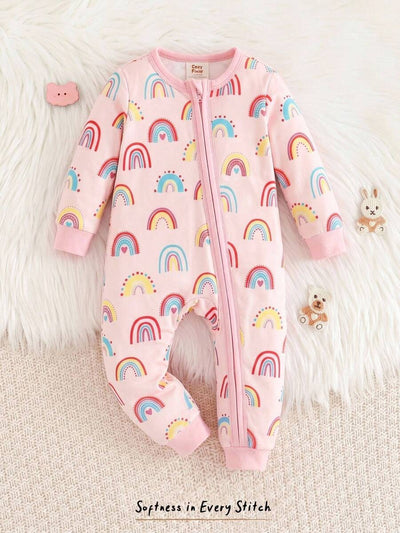 Pijama Macacão Estampado com Zíper · Arco-íris 