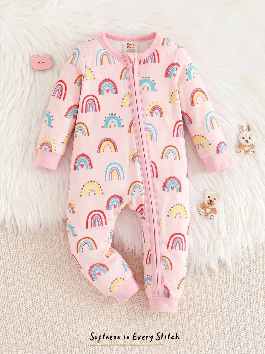 Pijama Macacão Estampado com Zíper · Arco-íris 