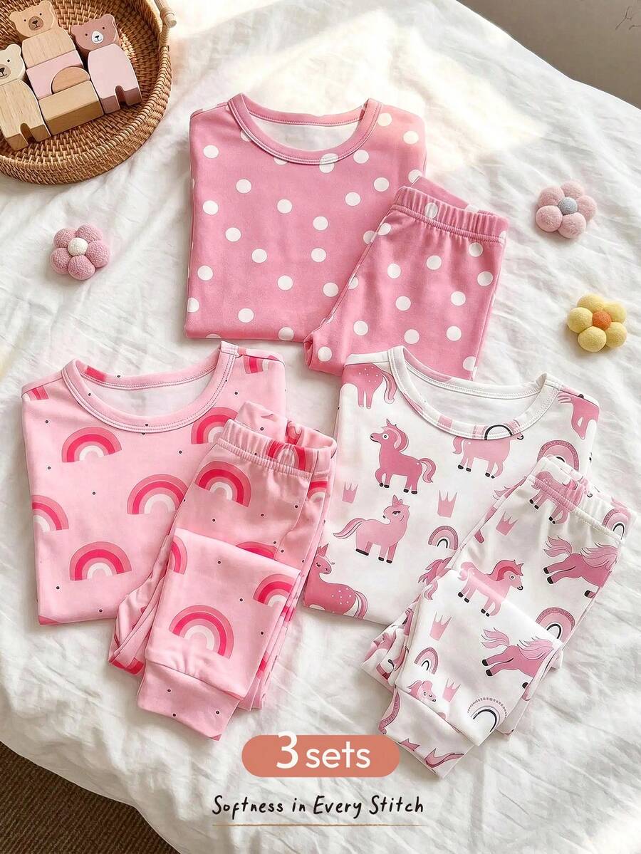 Kit de Pijama para Bebê com 6 Peças · Unicórnios e arco-íris #modelo_unicornios-e-arco-iris