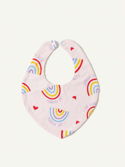 Kit com 4 Babadores de Tecido para Bebê · Amor e arco-íris rosa 