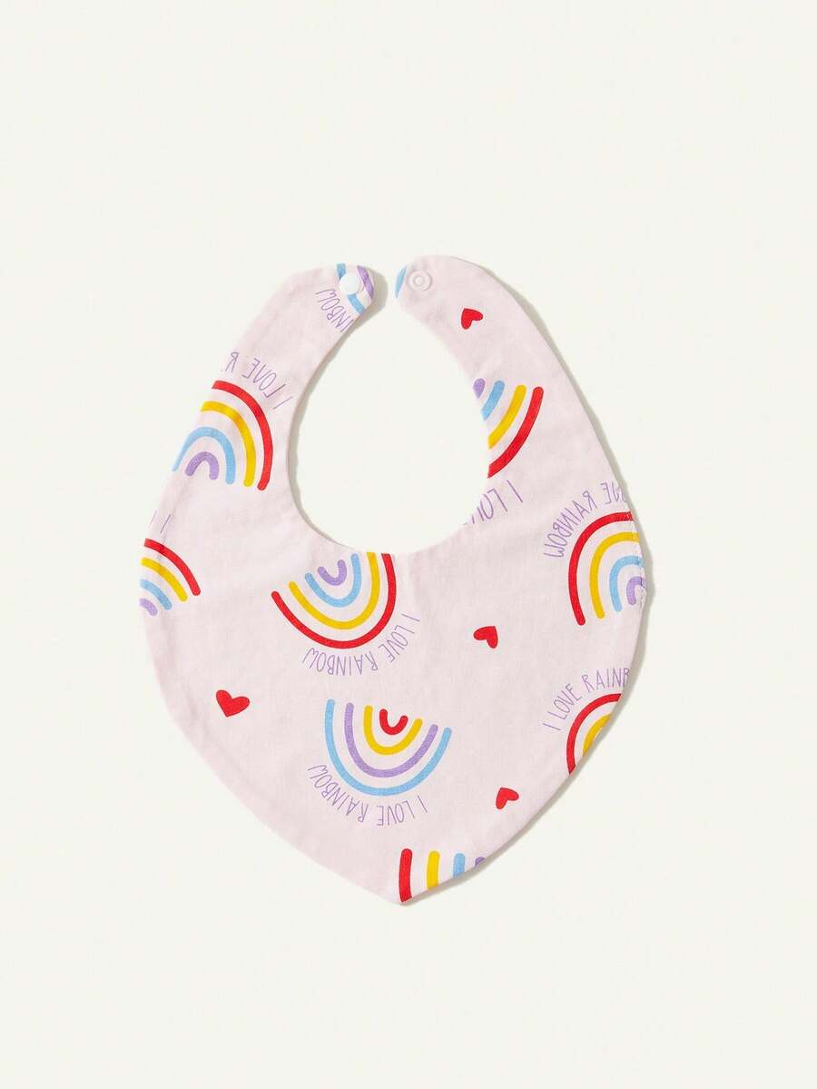 Kit com 4 Babadores de Tecido para Bebê · Amor e arco-íris rosa 