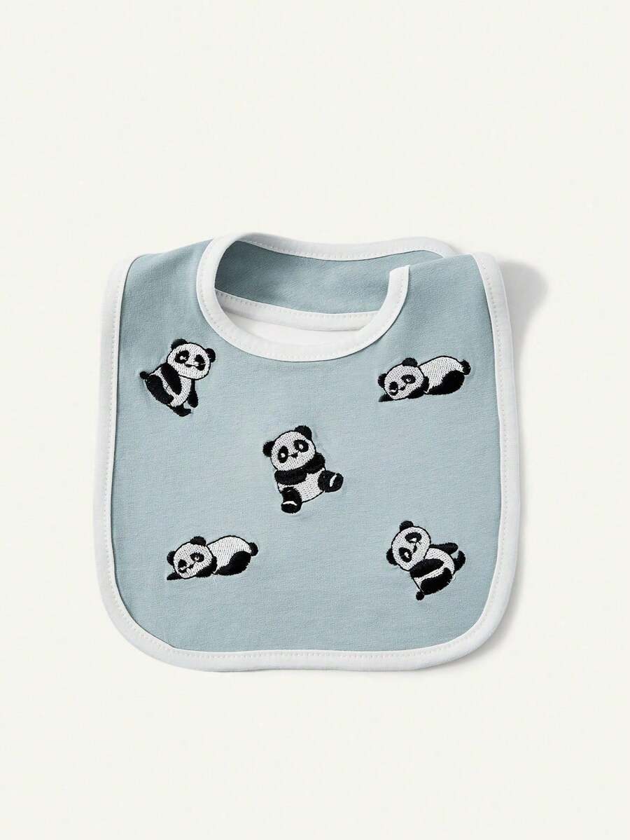 Kit com 4 Babadores de Tecido para Bebê · Panda e listras 