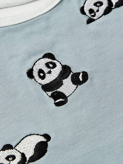 Kit com 4 Babadores de Tecido para Bebê · Panda e listras 