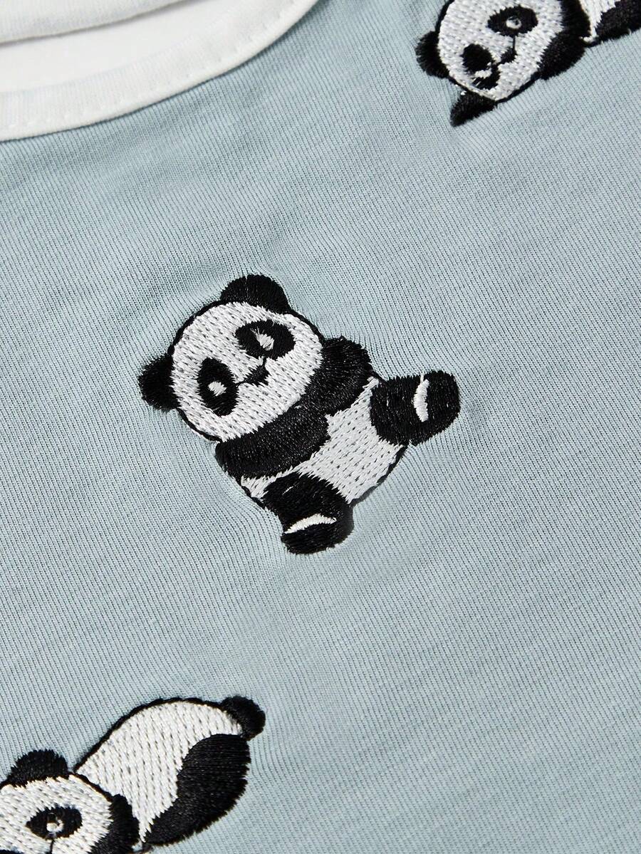Kit com 4 Babadores de Tecido para Bebê · Panda e listras 