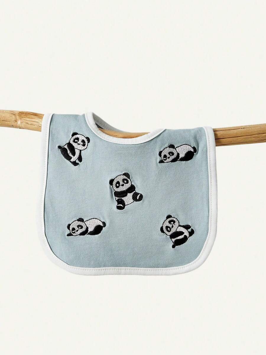 Kit com 4 Babadores de Tecido para Bebê · Panda e listras 