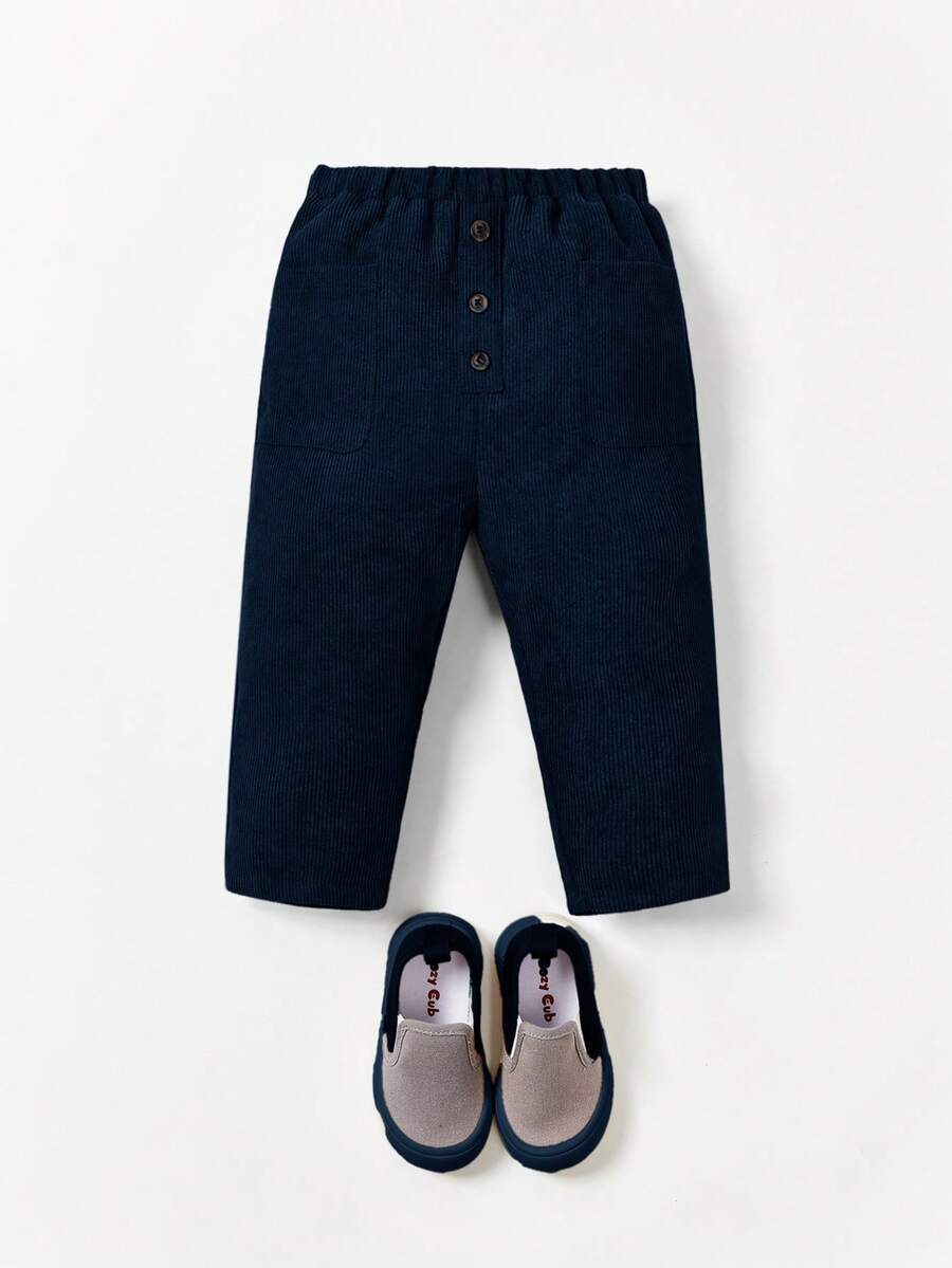 Calça reta com bolsos para bebê · Azul Marinho 