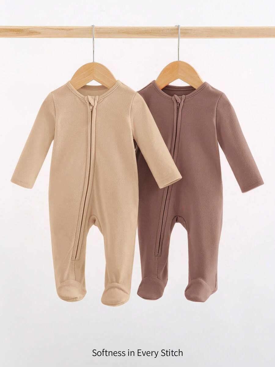 Kit com 2 macacões de manga longa para bebê · Caqui #modelo_caqui