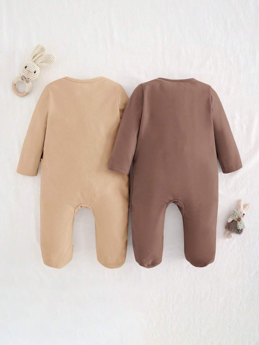 Kit com 2 macacões de manga longa para bebê · Caqui #modelo_caqui