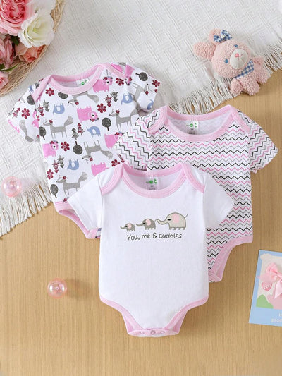 Conjunto com 3 Bodies para Bebê Menina · Rosa Bebê 