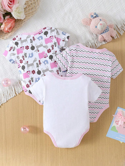 Conjunto com 3 Bodies para Bebê Menina · Rosa Bebê 