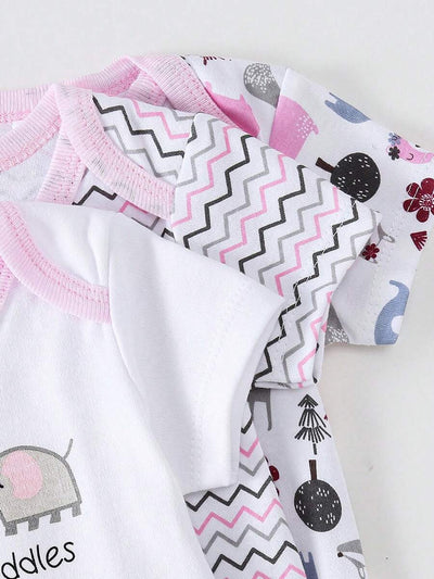 Conjunto com 3 Bodies para Bebê Menina · Rosa Bebê 