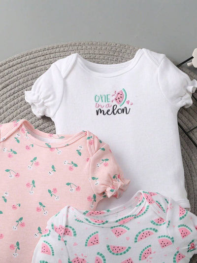 Conjunto com 3 Bodies para Bebê Menina · Branco 