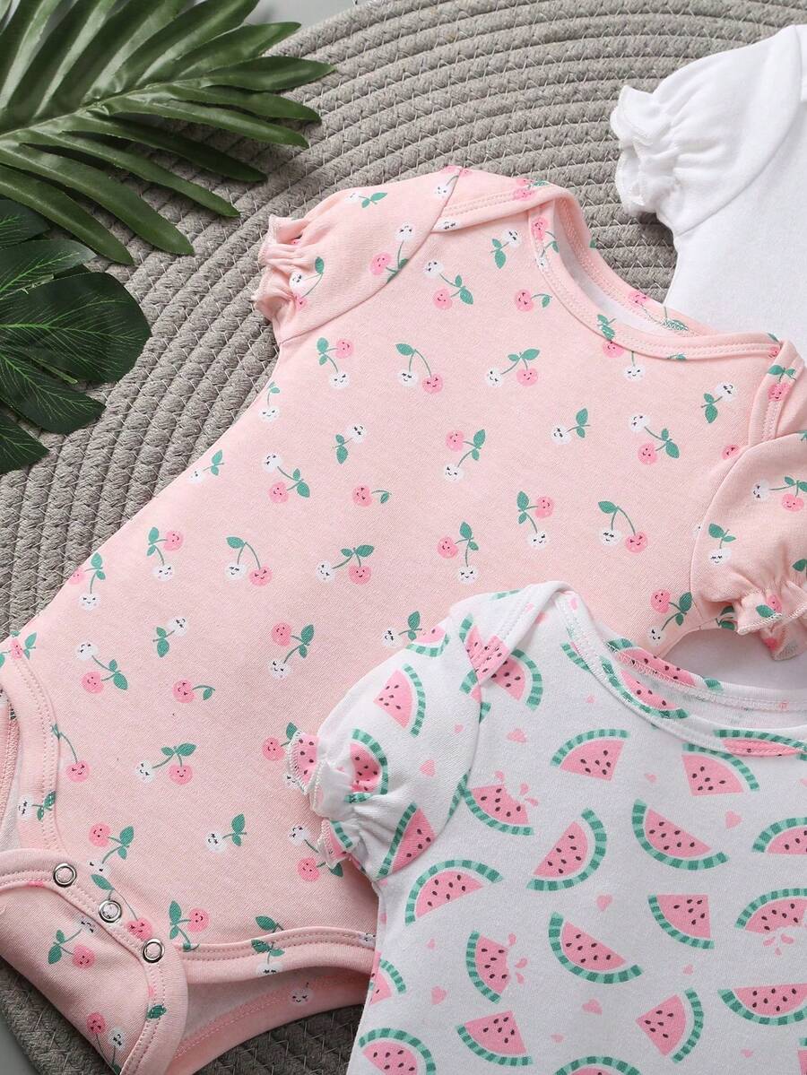 Conjunto com 3 Bodies para Bebê Menina · Branco 