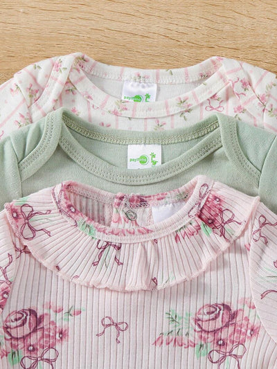 Conjunto com 3 Bodies para Bebê Menina · Rosê 