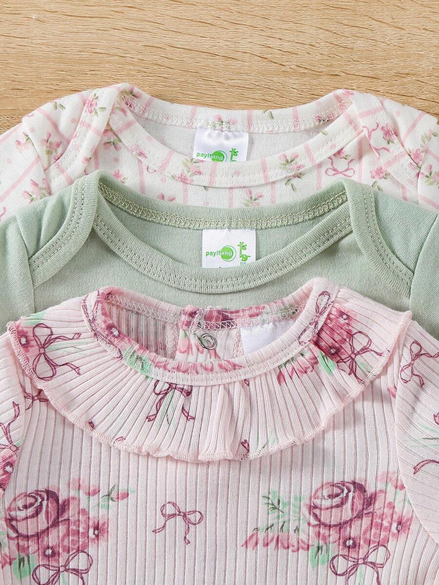 Conjunto com 3 Bodies para Bebê Menina · Rosê 
