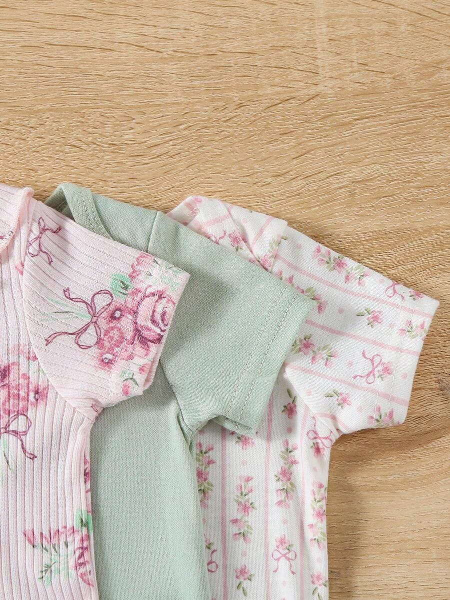 Conjunto com 3 Bodies para Bebê Menina · Rosê 