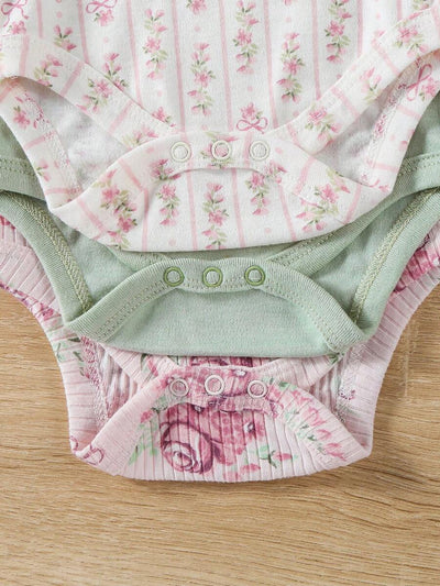 Conjunto com 3 Bodies para Bebê Menina · Rosê 