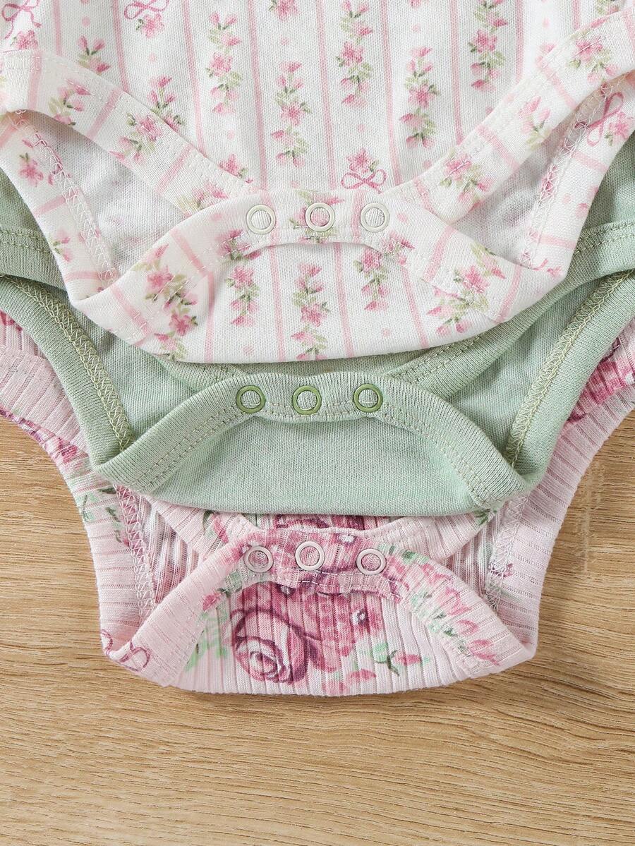 Conjunto com 3 Bodies para Bebê Menina · Rosê 