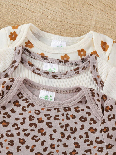 Conjunto com 3 Bodies para Bebê Menina · Caramelo 