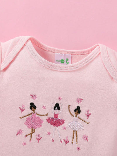 Conjunto com 3 Bodies para Bebê Menina · Fúcsia 