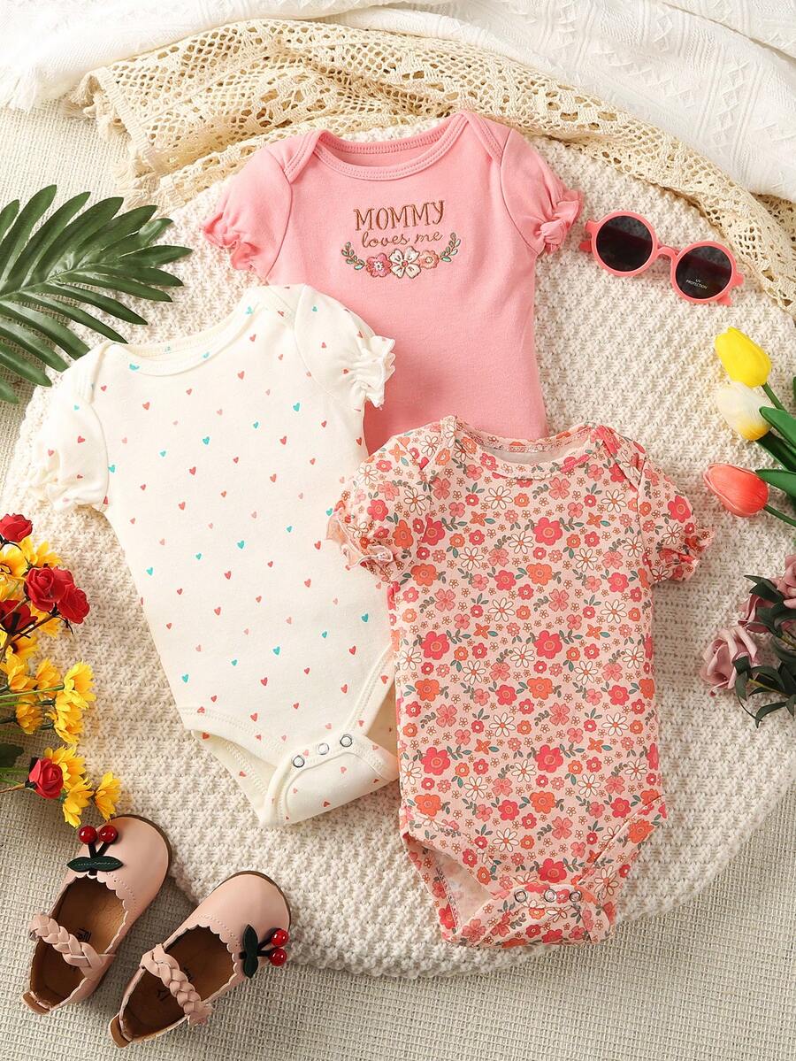 Conjunto com 3 Bodies para Bebê Menina · Melancia 