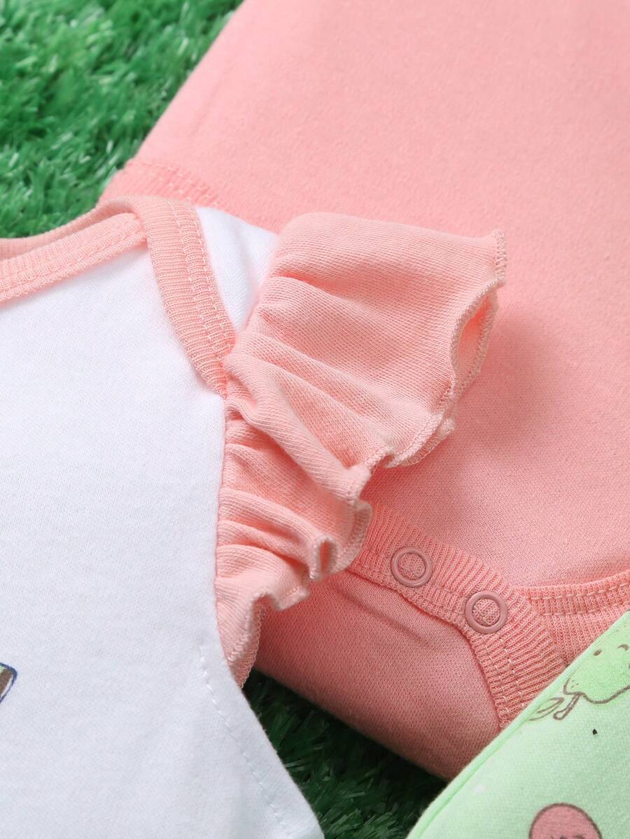 Conjunto com 3 Bodies para Bebê Menina · Verde Limão 