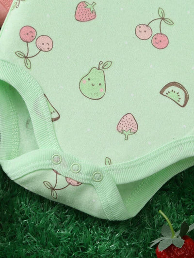 Conjunto com 3 Bodies para Bebê Menina · Verde Limão 