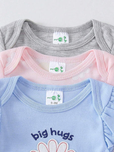 Conjunto com 3 Bodies para Bebê Menina · Champanhe 