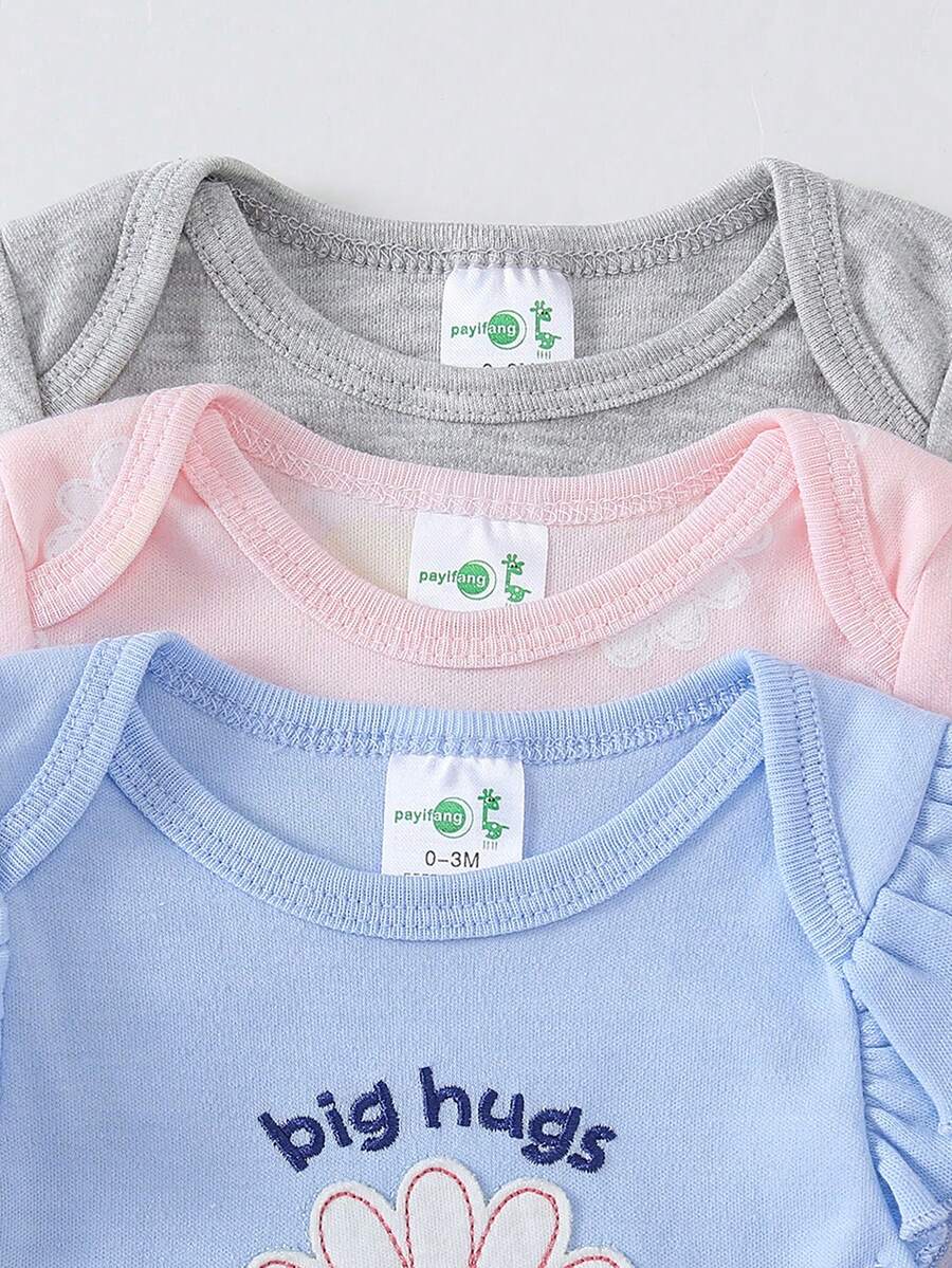 Conjunto com 3 Bodies para Bebê Menina · Champanhe 
