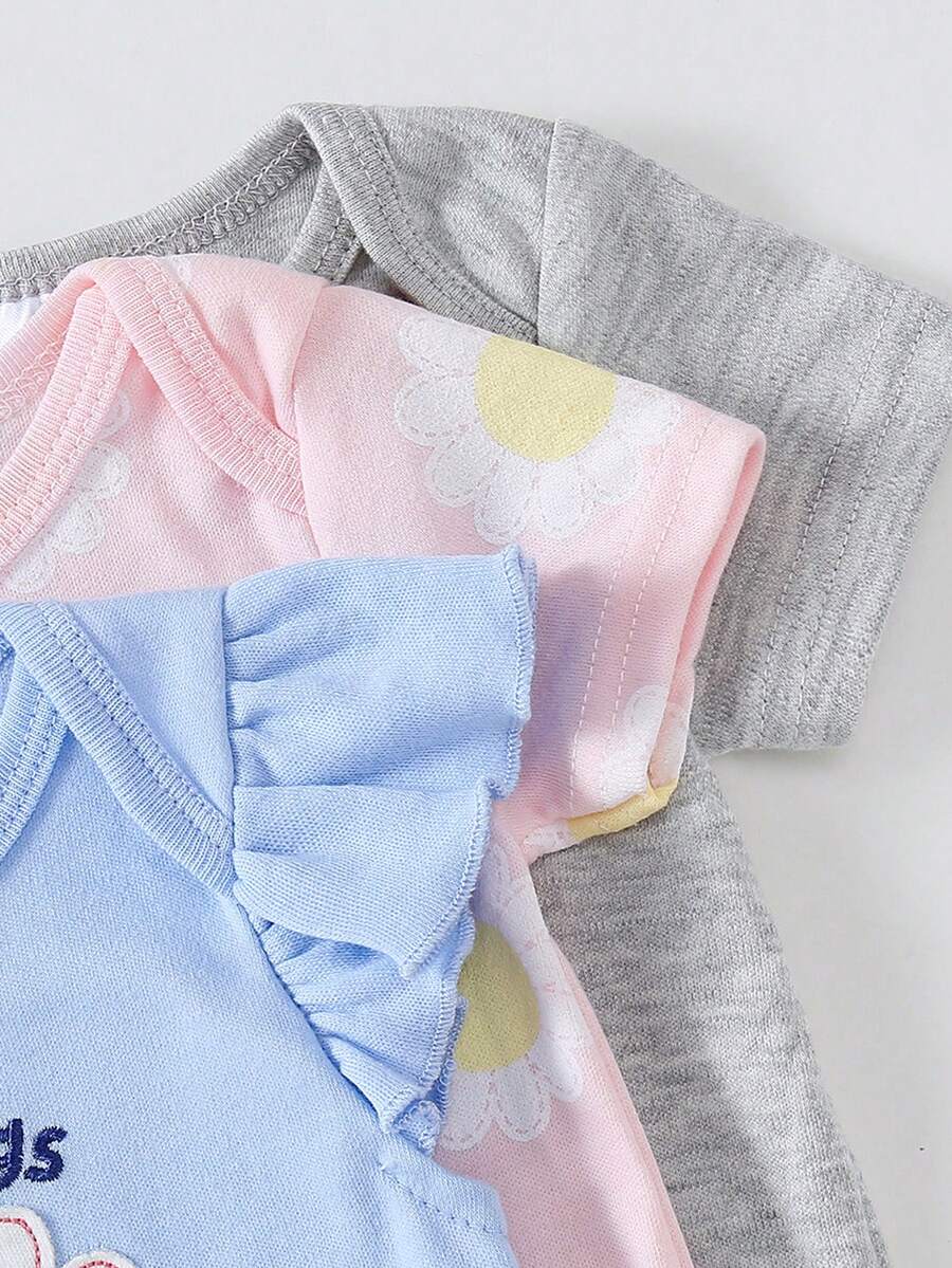 Conjunto com 3 Bodies para Bebê Menina · Champanhe 