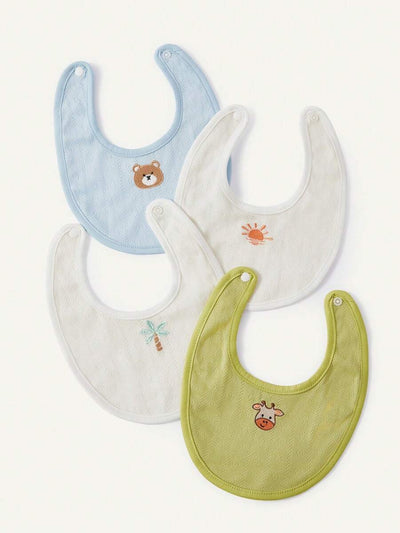 Kit com 4 Babadores de Tecido para Bebê · Ursinho e girafa 