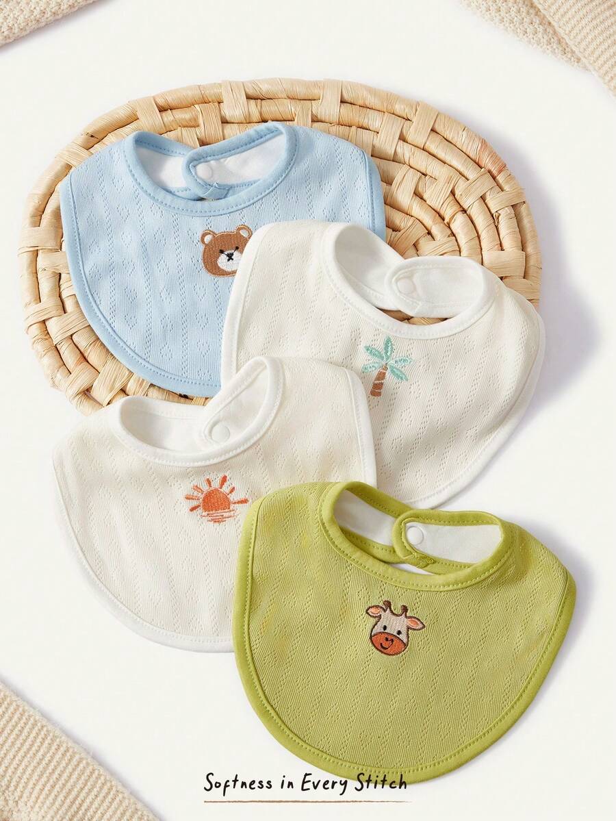 Kit com 4 Babadores de Tecido para Bebê · Ursinho e girafa 