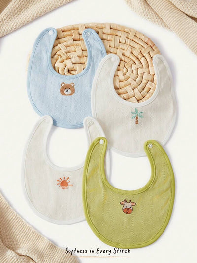 Kit com 4 Babadores de Tecido para Bebê · Ursinho e girafa 