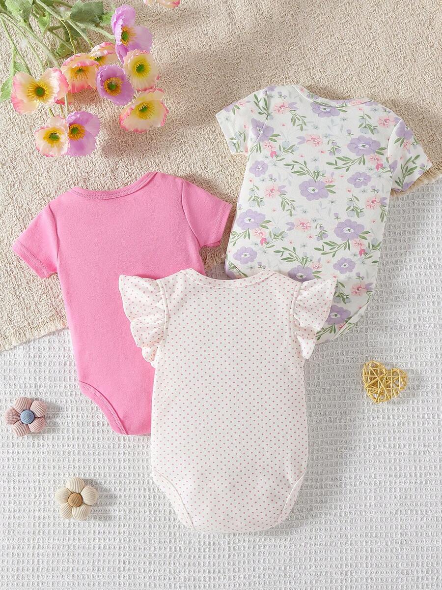 Conjunto com 3 Bodies para Bebê Menina · Lavanda 