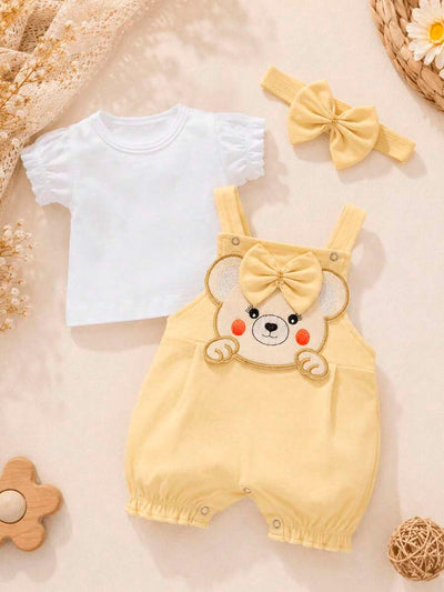 Conjunto Bebê Menina em Algodão · Amarelo 