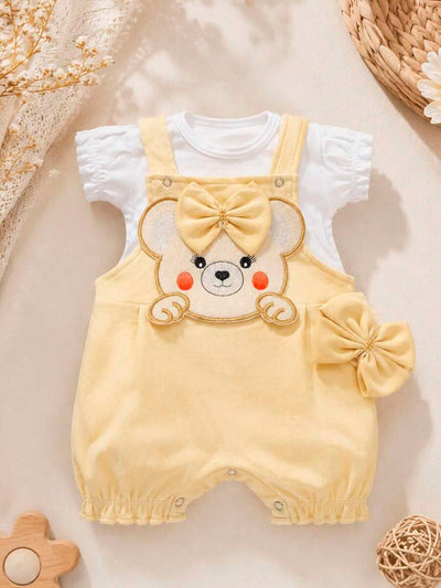 Conjunto Bebê Menina em Algodão · Amarelo 