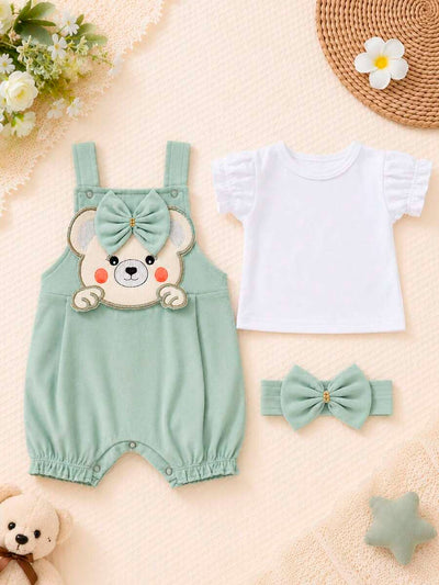 Conjunto Bebê Menina em Algodão · Verde Oliva 