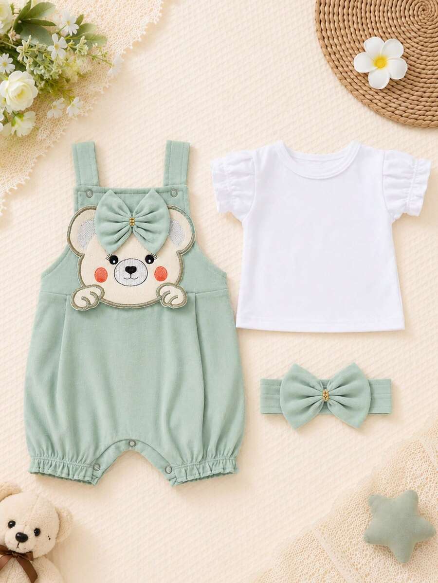 Conjunto Bebê Menina em Algodão · Verde Oliva 