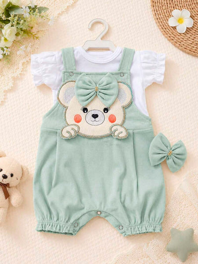 Conjunto Bebê Menina em Algodão · Verde Oliva 