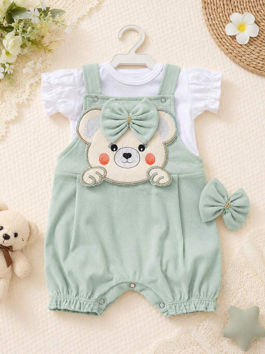 Conjunto Bebê Menina em Algodão · Verde Oliva 