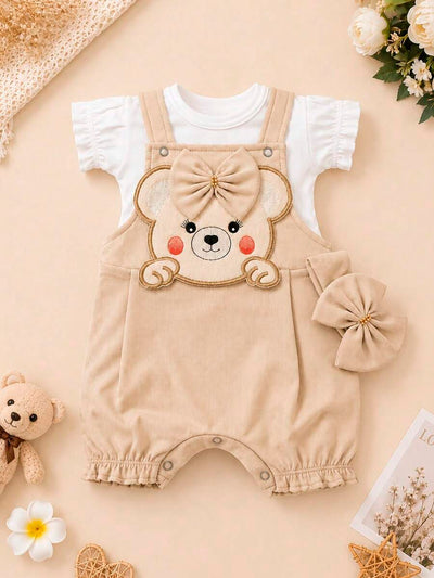 Conjunto Bebê Menina em Algodão · Caqui 