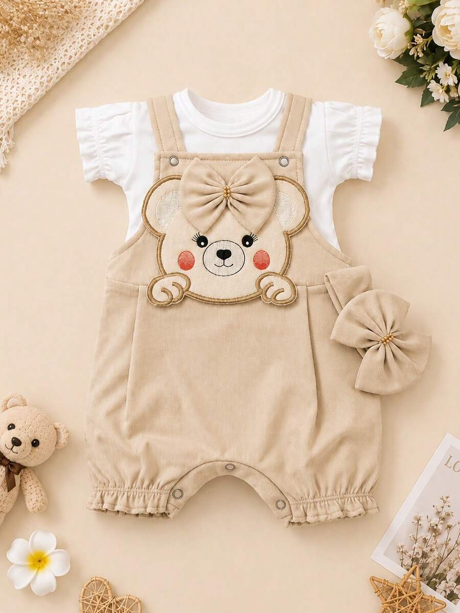 Conjunto Bebê Menina em Algodão · Caqui 