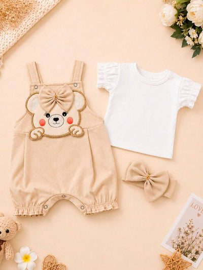 Conjunto Bebê Menina em Algodão · Caqui 