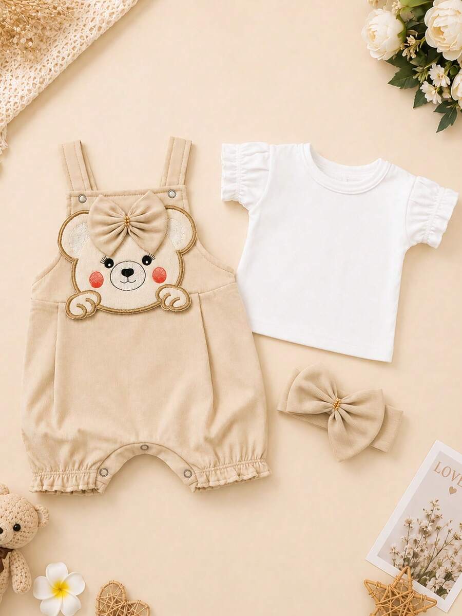 Conjunto Bebê Menina em Algodão · Caqui 