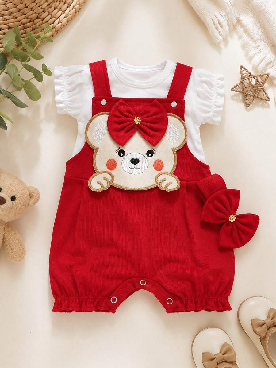 Conjunto Bebê Menina em Algodão · Vermelho 