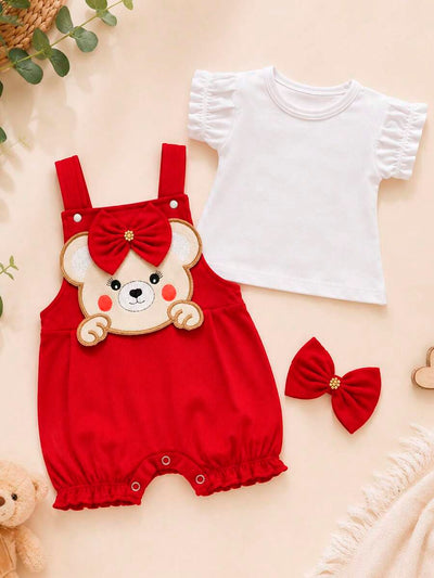 Conjunto Bebê Menina em Algodão · Vermelho 
