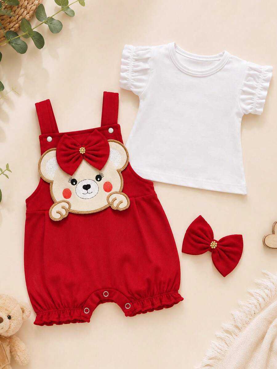 Conjunto Bebê Menina em Algodão · Vermelho 